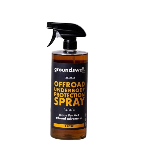 Groundswell Underbody Protection Spray for 4WDs, forming a water-repelling barrier against rust, salt, sand and mud